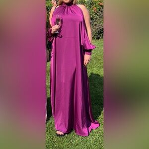 Satin Purple Maxi Dress Wedding